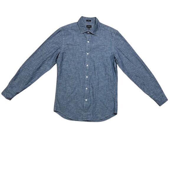 J. Crew Men's Slim Fit Blue Chambray Long Sleeve Button-Up Shirt S - Picture 1 of 6